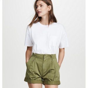 NWT JOIE Xandria Chino Rolled Cuff Cargo Cotton Shorts Fauna Green Size 6